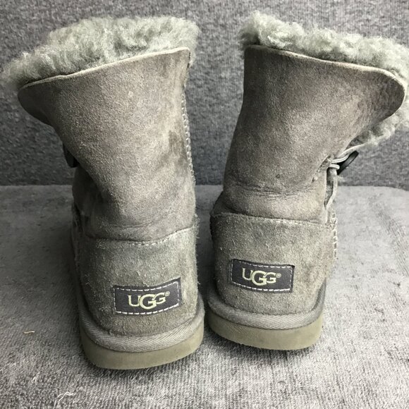 UGG Kids Sz 3 Gray Button Closure Boots - Picture 7 of 9